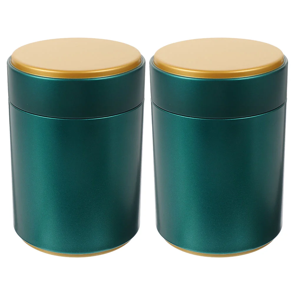 

2pcs Tea Tin Tinplate Storage Jar Kitchen Canister Tinplate Tea Canister Airtight Tin