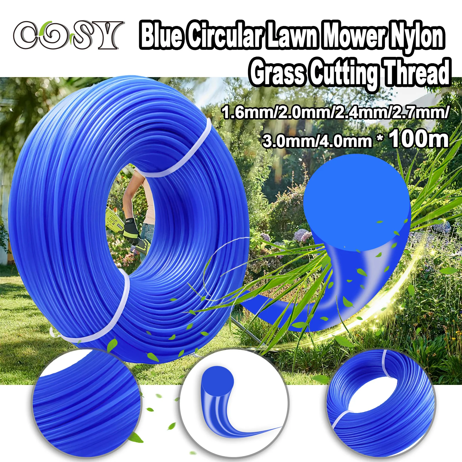 Nylon Trimmer Line Brush Cutter Strimmer Rope Lawn Mower Brush Cutter Grass Trimmer Round Line 1.6~4.0mm x 100M
