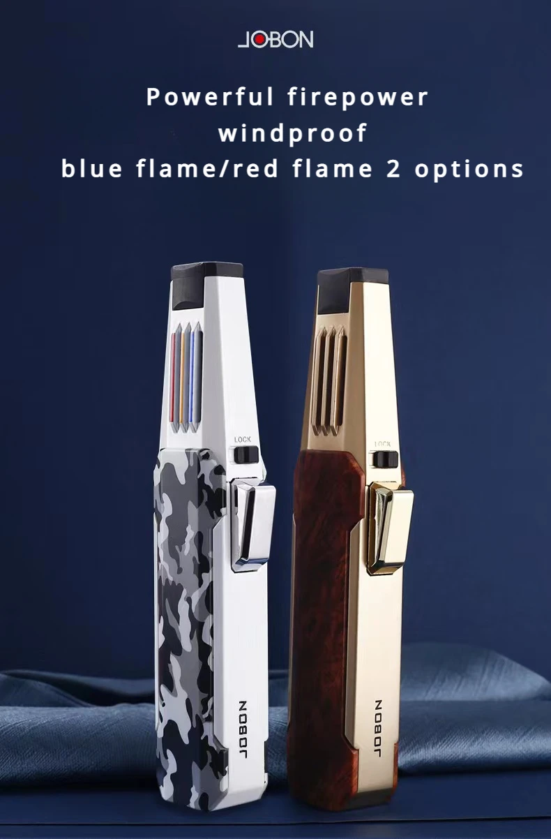 Description Picture 2 of itemNew style kitchen outdoor barbecue metal windproof cigar large jet flame lighter turbine torch gas lighter men's gift