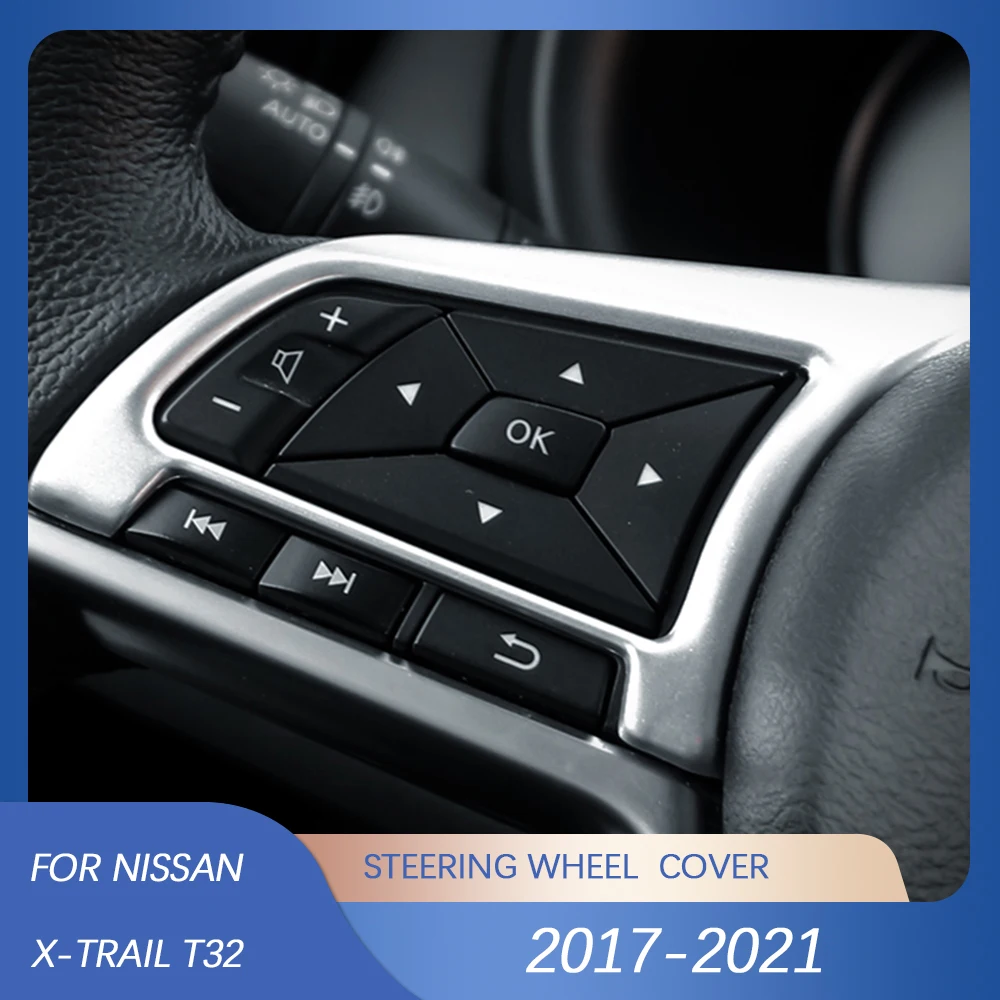 닛산 X-trail T32 Rogue Note Qashqai J11 Versa Juke Micra Kicks Leaf Sentra 2017-2021 스티어링 휠 스위치 버튼 커버