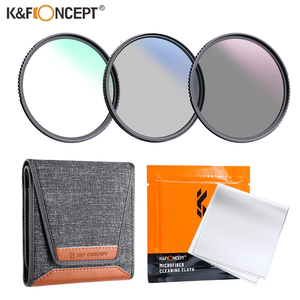 Camera Lens Filter Circular Polarizing Filter Photography Filter K&F Concept Netural Density ND4 MCUV CPL Camera Filter Kit 49-82mm Circular Polarizer Lens Filter Sets With Lens Bag