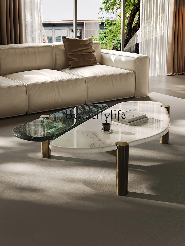 

Marble Italian Minimalist Shaped Coffee Table Living Room New Light Luxury Modern Designer Luxury Stone Tea Table
