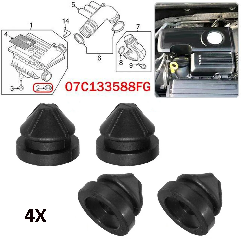 

4Pcs Car Buffer Cushion Air Filter Housing Shell Rubber Grommet Engine Cover Buffer Bush For A1/3 Q3, For GOLF, For PASSAT