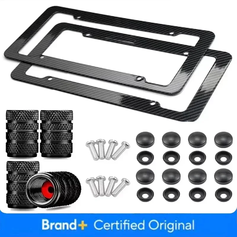 1/2pcs 자동차 30*15CM 번호판 프레임 탄소 패턴 플라스틱 번호판 프레임 브래킷 표준 나사 키트 포함