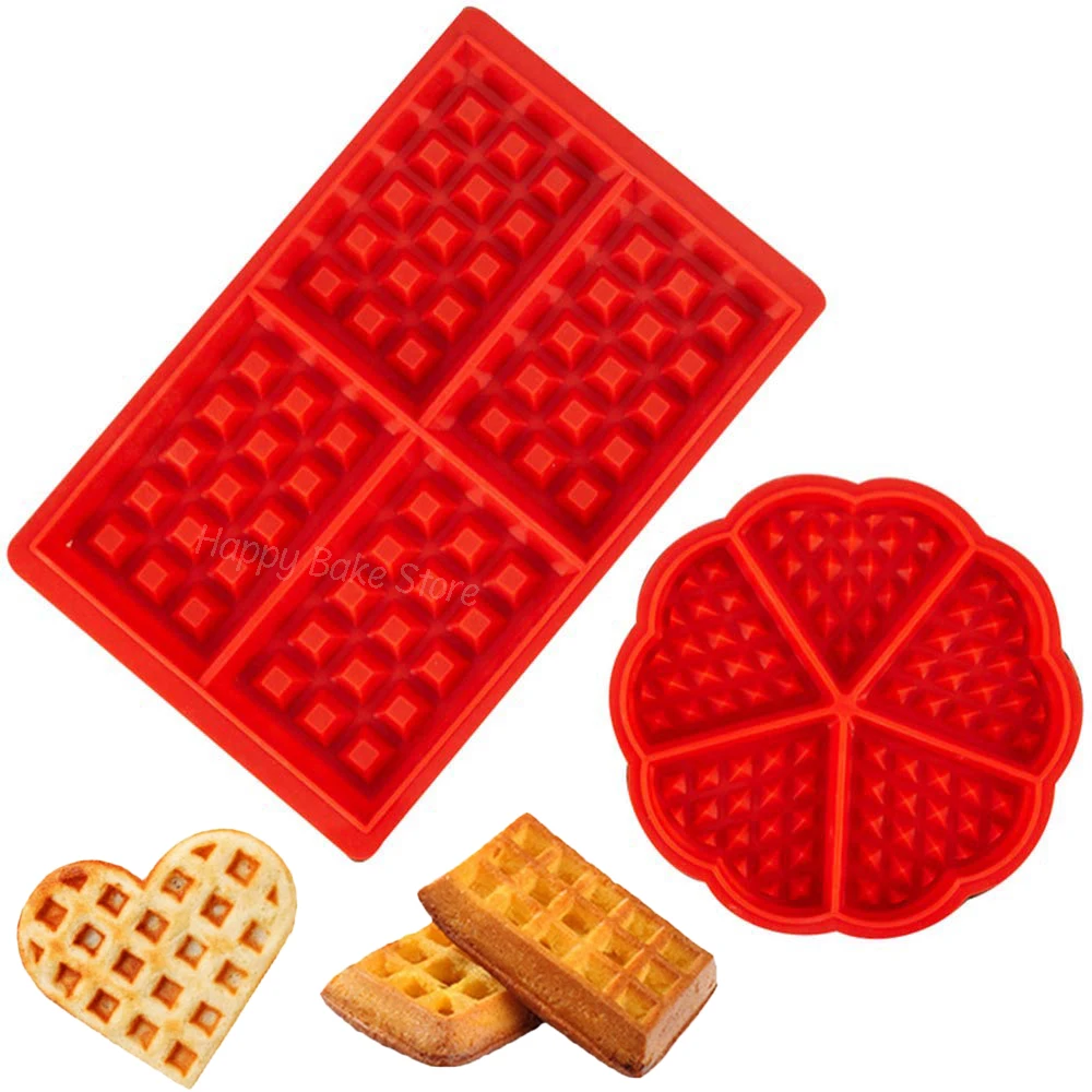

Rectangle Waffle Mold Round Heart Non-stick Silicone Baking Mould Cake Chocolate Cookie Candy Gummy Muffin Pan Kitchen Accessory