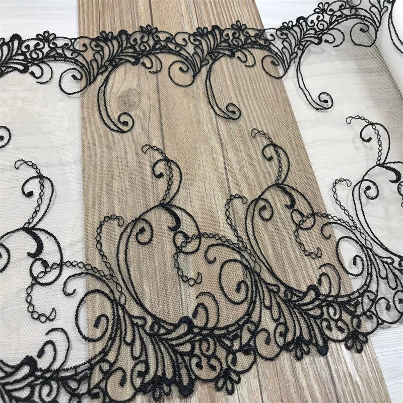 

40Yards Two Tone Embroidery Tulle Lace Trim DIY Bra Sewing Crafts Soft Mesh Black Embroidery Lace for Clothes Needle Work