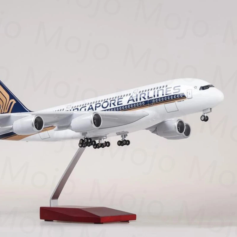 

1:160 Airplane Model Singapore Airbus 380 Model Plane with LED Light(Touch or Sound Control) for Decoration or Gift