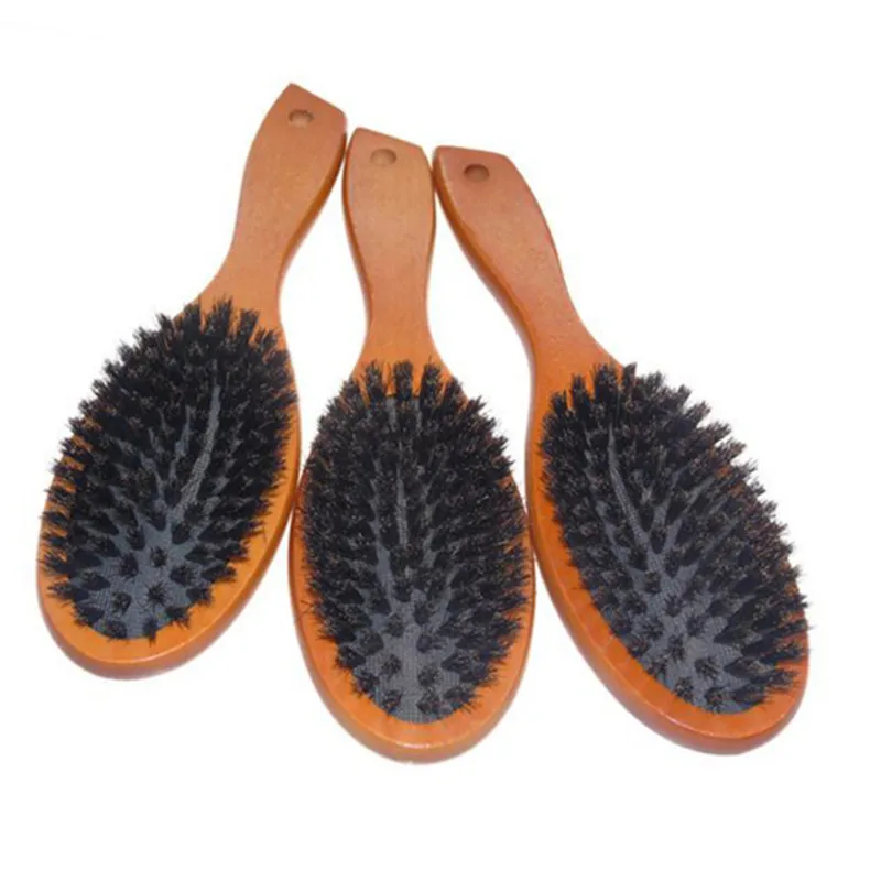 

Natural Boar Bristle Hairbrush Massage Comb Anti-static Hair Scalp Paddle Brush Beech Wooden Handle Hair Brush Comb Styling Tool