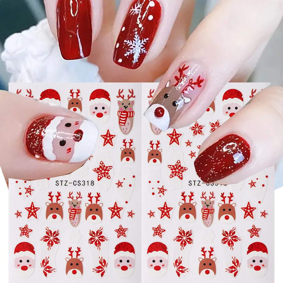 Stickers Nail Art Noël - Père Noël, Flocons, Chapeaux - Décorations Ongles - Lot De Stickers - Neuf