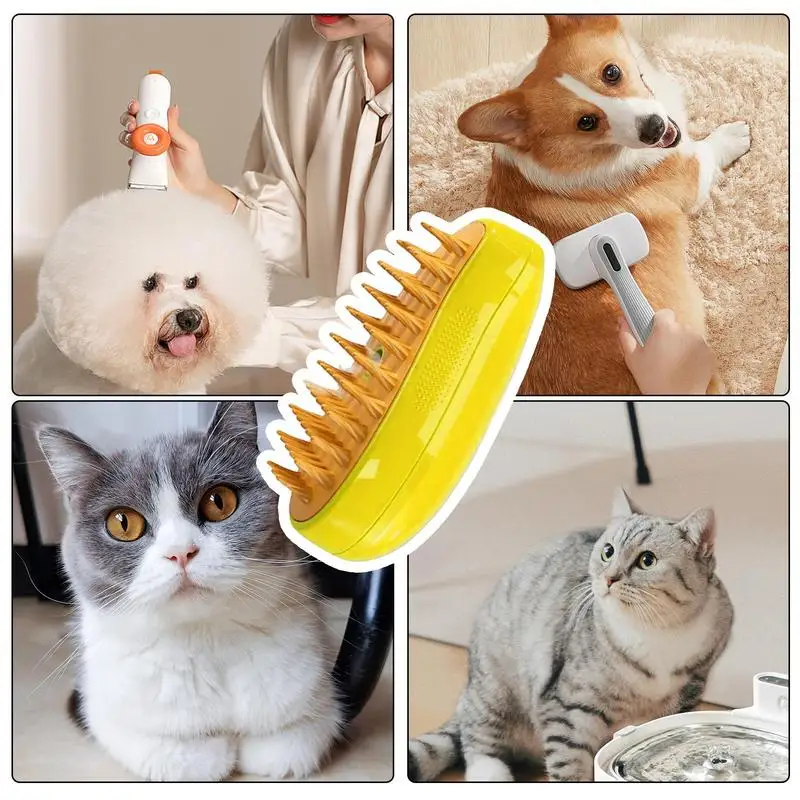 ENUKYCOM Self-Cleaning Pet Steam Brush & Detangling Comb - Grooming Tool For Cats & Dogs With Spray Function