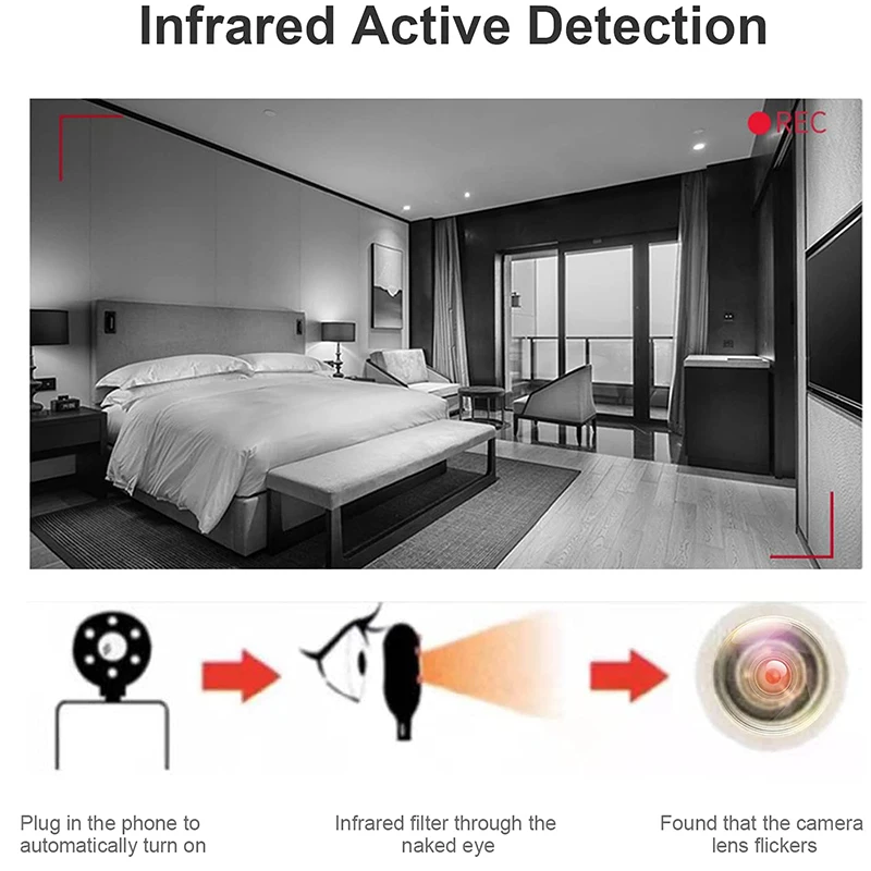 Anti-Spy Camera Detector LED Mobile Phone Anti Candid Camera Detector USB C Portable Hotel Anti-Theft Camera For iOS Android