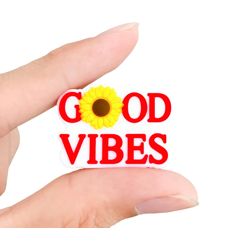 10Pcs Good Vibes Silicone Beads DIY Making Baby Toys Pacifier Chain Pendants Necklace Jewelry Accessories 4