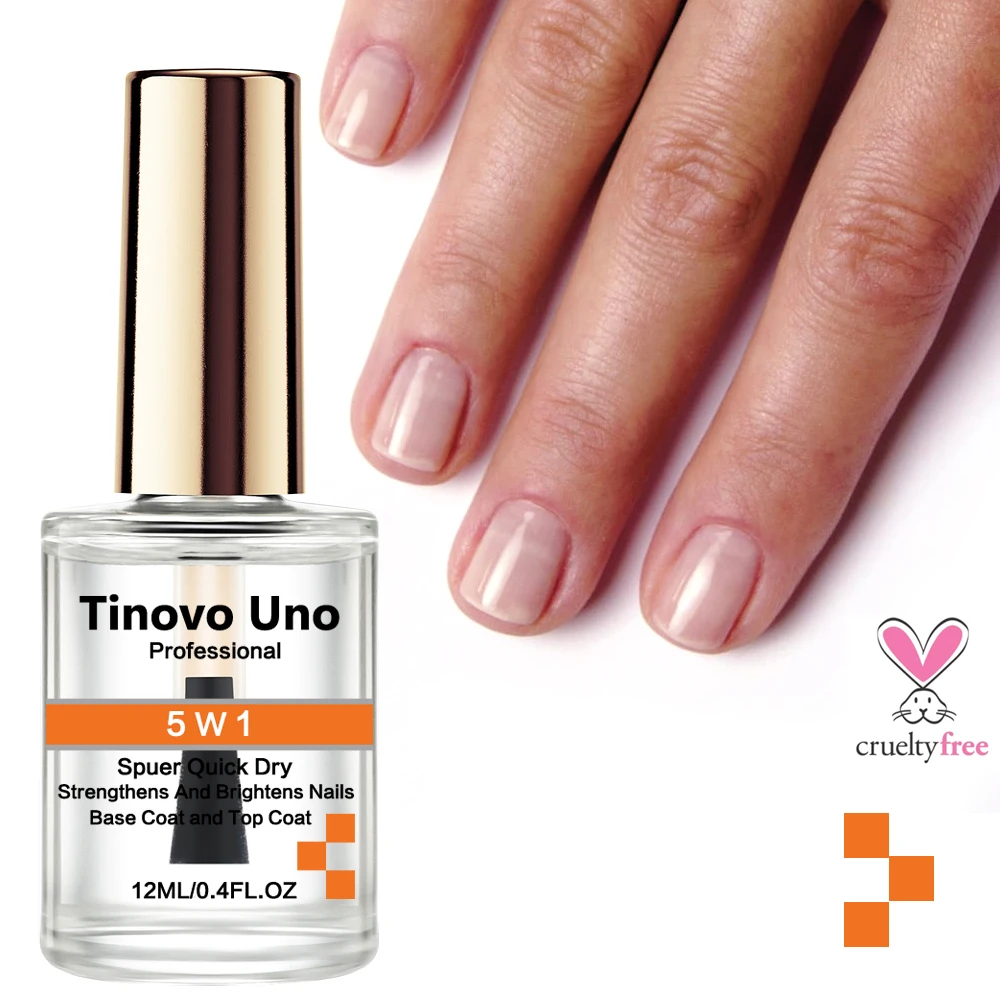 Tinovo Uno 5 W 1 Top Coat Fast Dry Base Coat Nail Strengthener Super Shiny Finish Nail Polish Manicure Hardener Repair Nail Care 5