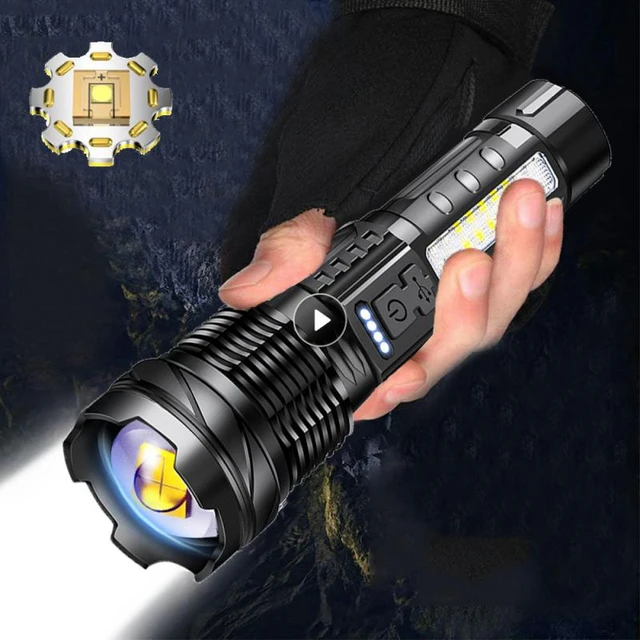 LED High Power Laser Zoom Tactical Flashlight USB Rechargeable Portable  Flash Torch Camping Fishing Strong Light Outdoor Lights - AliExpress