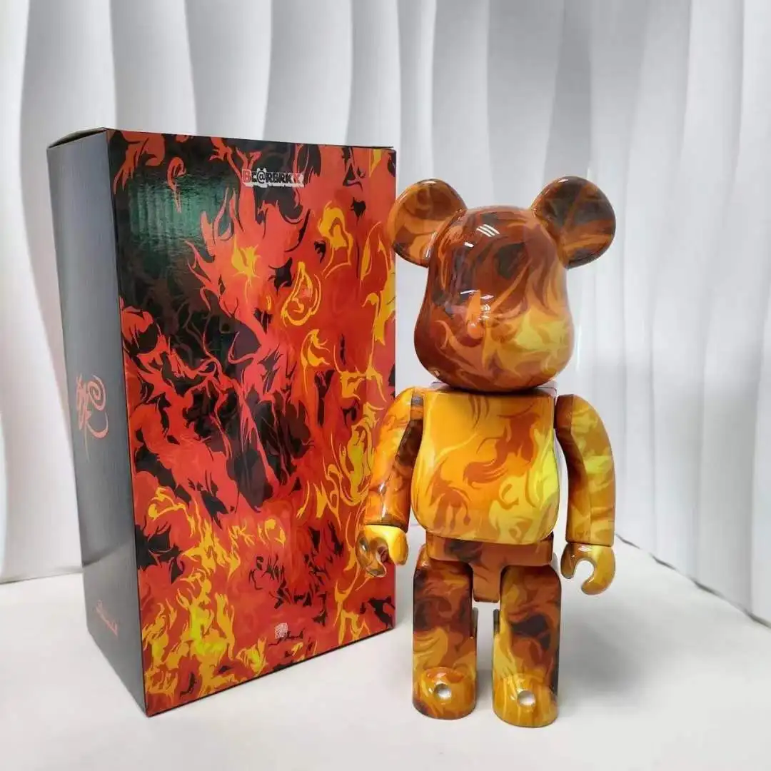 

Bearbrick 400% Flame Bear 11-Inch Height Collectible Decorative Doll Gift Figure ABS Plastic Building Block Bear