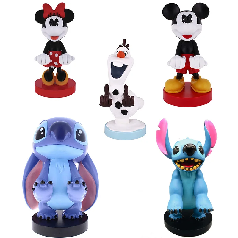 Kawaii Disney Mickey Minnie Mouse Lilo And Stitch Action Figure Toys Frozen Olaf Mobile Phone Ps4 Holder Compleanno Regalo Per Bambini