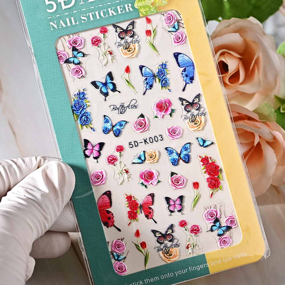 

1PC 5D Holographic Butterfly Nail Art Sticker Self-Adhesive Nail Art Decals Flowers Butterflies Nails Sliders Decorations Manic