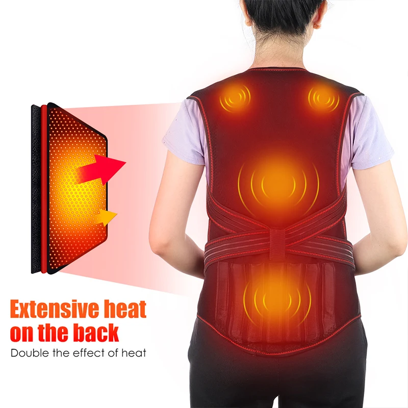 118pcs Tourmaline Magnets Self-heating Vest Shoulder Back Support Posture Corrector Pain Relief Physiotherapy Rehabilitation