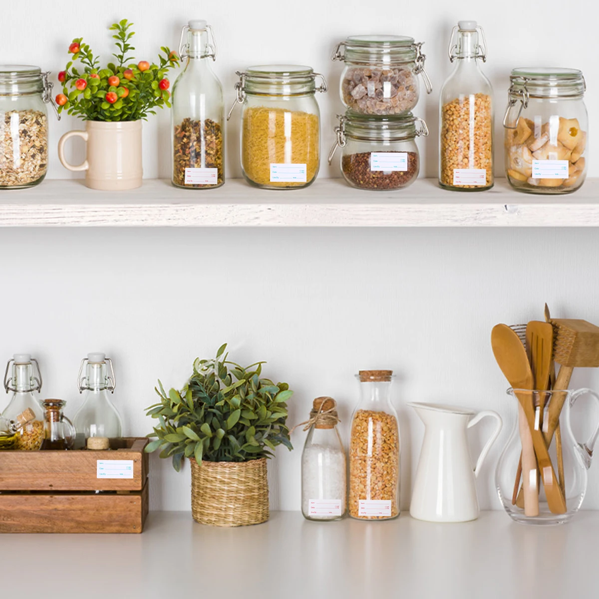Kitchen Sticker Refrigerator Freezer Food Storage Date Content Label Waterproof Oil Resistant Can Jar Paper Label 500pcs/roll