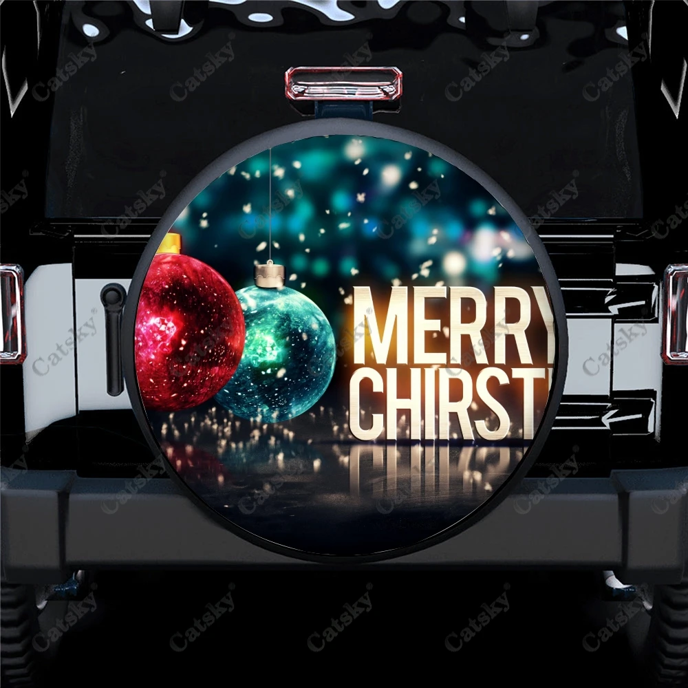 

Merry Christmas Ball Car Accessories Spare Tire Cover Waterproof Tire Wheel Decoration Protect for Truck SUV Trailer 14-17inch