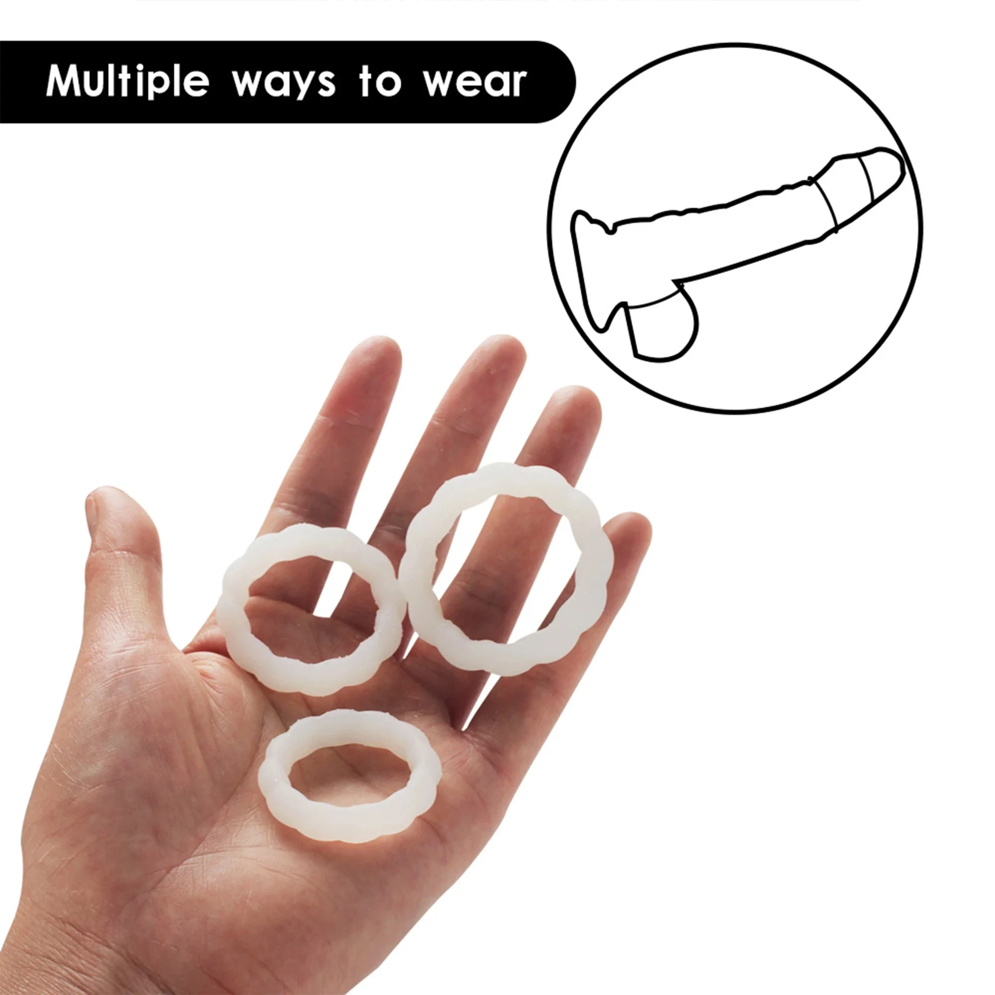 3pcs Male Penis Cock Ring Men Products Smooth Silicone Delay Ejaculation Cock Ring Sexy Erection Ring Adult Product Sex Toys for Men