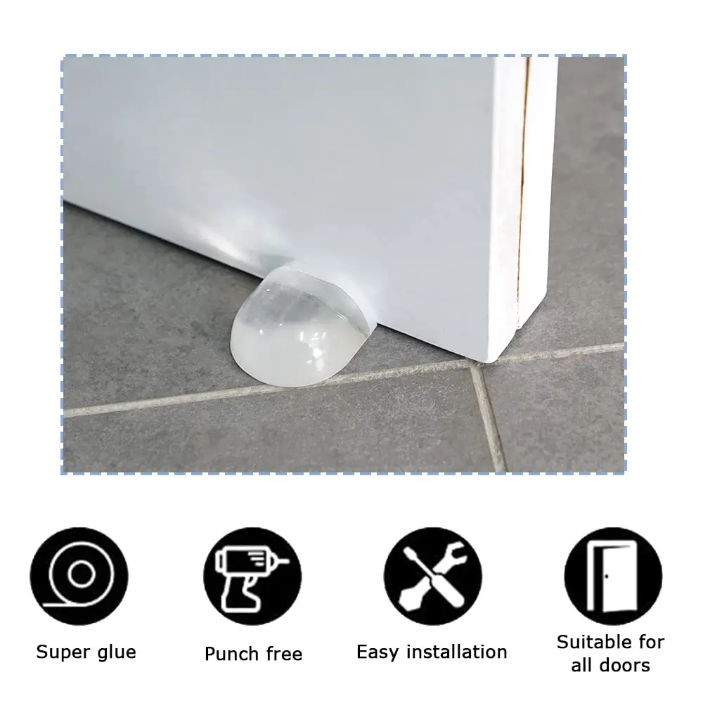 1/2Pcs Door Stopper Punch-free Transparent Self Adhesive Door Holder Stop For Home Protect Walls And Furniture Accessories silicone door stopper door stopper bumpers door stopper magnetic door stopper silicone door sticker
