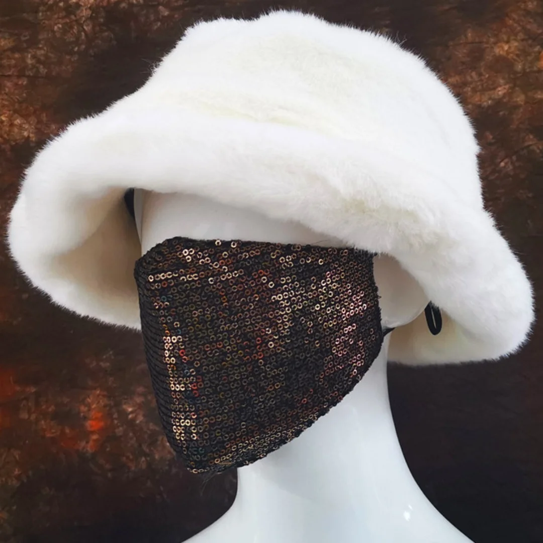 thumbnail image 1 of Sombrero de pescador de piel sintética de 58-60 cm XL para mujer, de invierno, cálido, de lujo, de gran tamaño, para exteriores, para niña, para fiesta, gorra Panamá larga de piel a la moda, 1 of 5