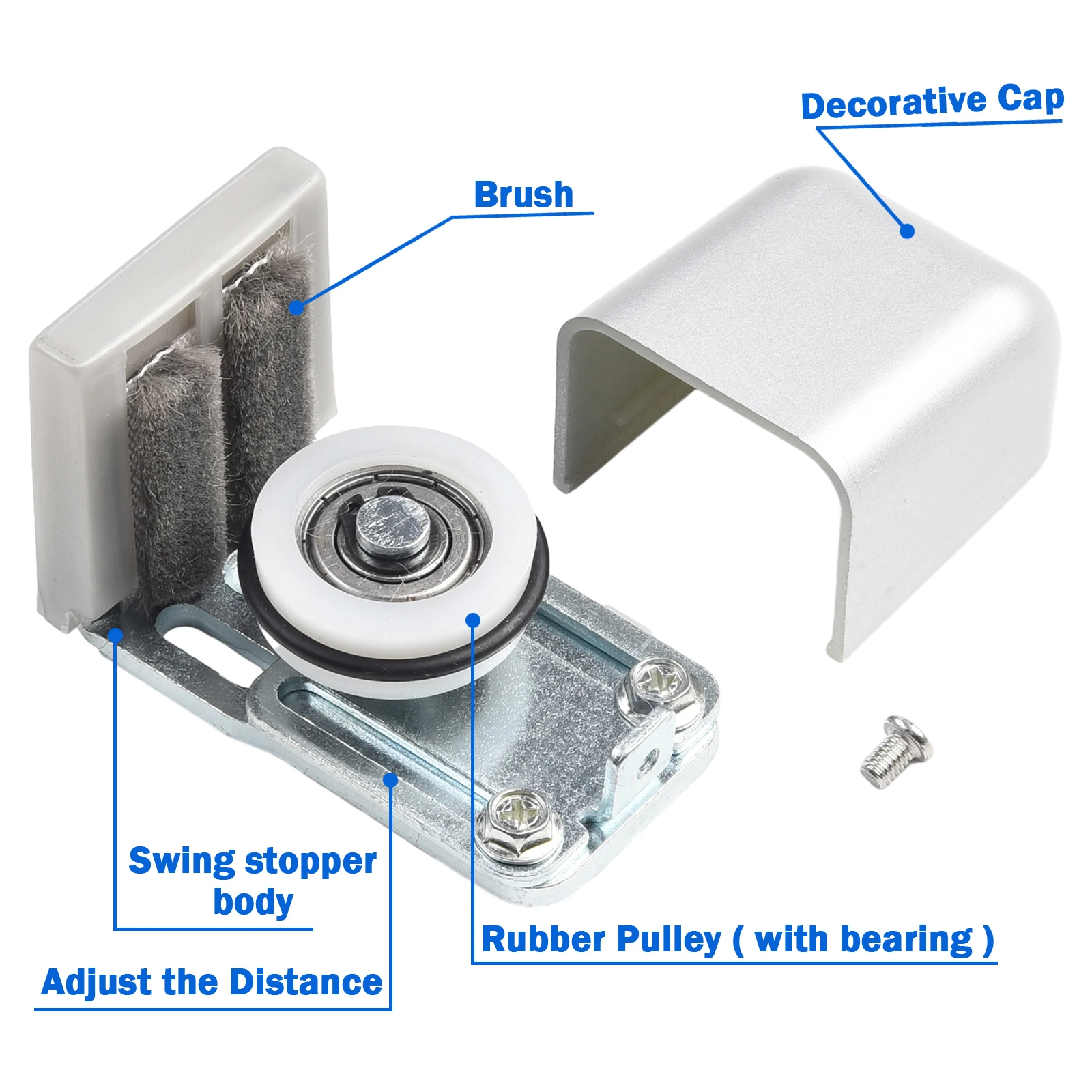 Description Picture 6 of item1pcs Sliding Door Slides Rails Barn Door Guide Roller Wall Mount Bottom Sliding Limit Stop Door Stop Hardware Household