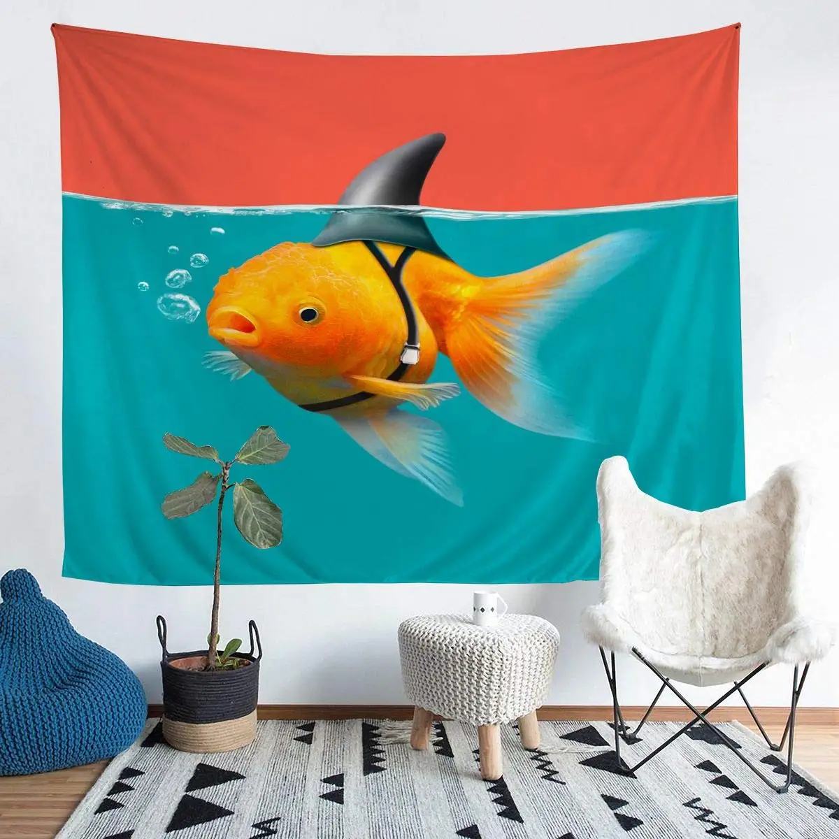 

Goldfish Tapestries Cute Animals Pets Fish Luck Beautiful Goldfish Wall Hanging Tapestry Decoration for Bedroom Living Room Dorm