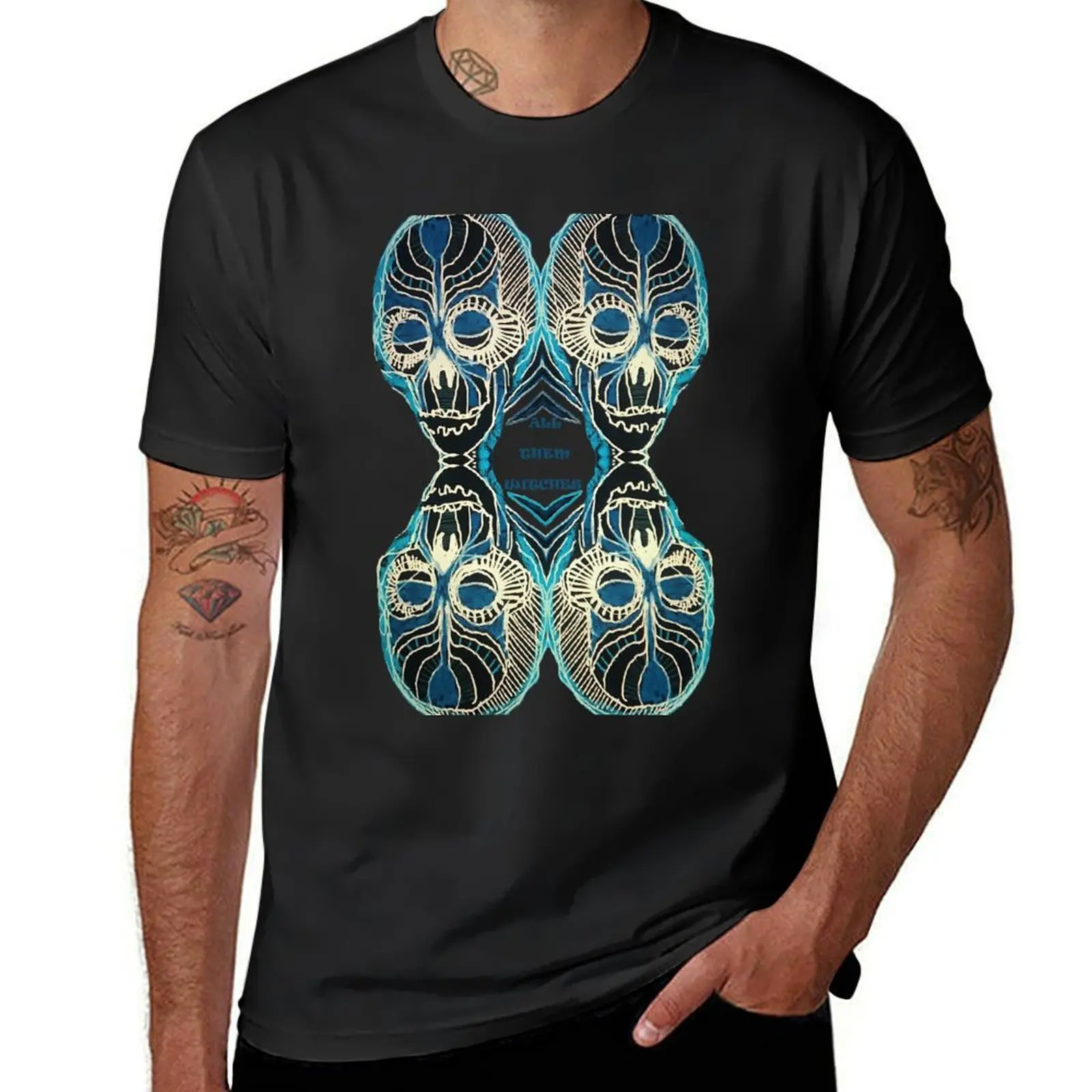 

ATW. All them witches black and blue 4 skull T-Shirt blanks tops Men's t shirts