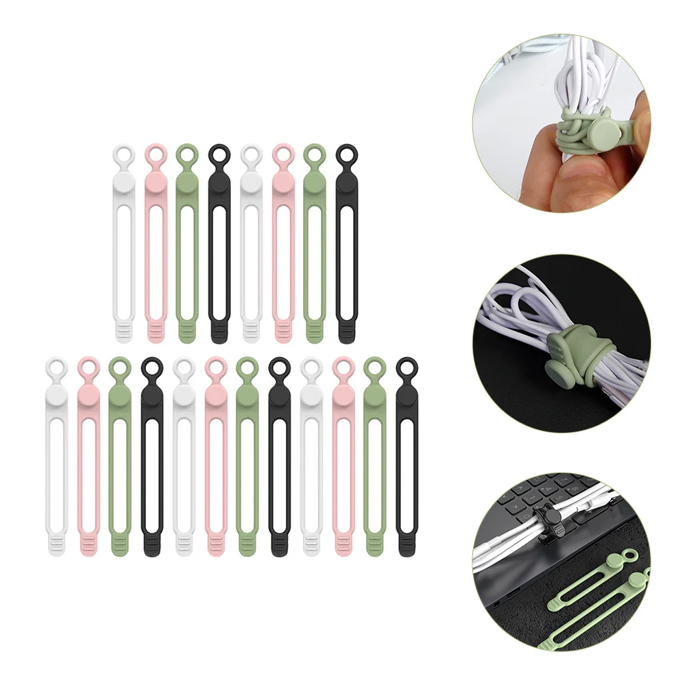 

20pcs Cable Ties Silicone Cable Winders Cable Cord Management Ties Data Cable Organizers