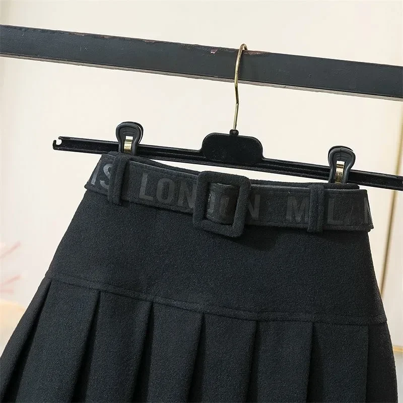 Autumn and Winter Women's Golf Clothing Thick High Waist Pleated Wool Golf Skirt LuxuryBrand GolfClothing Women's Free OriginalBelt sports skirt