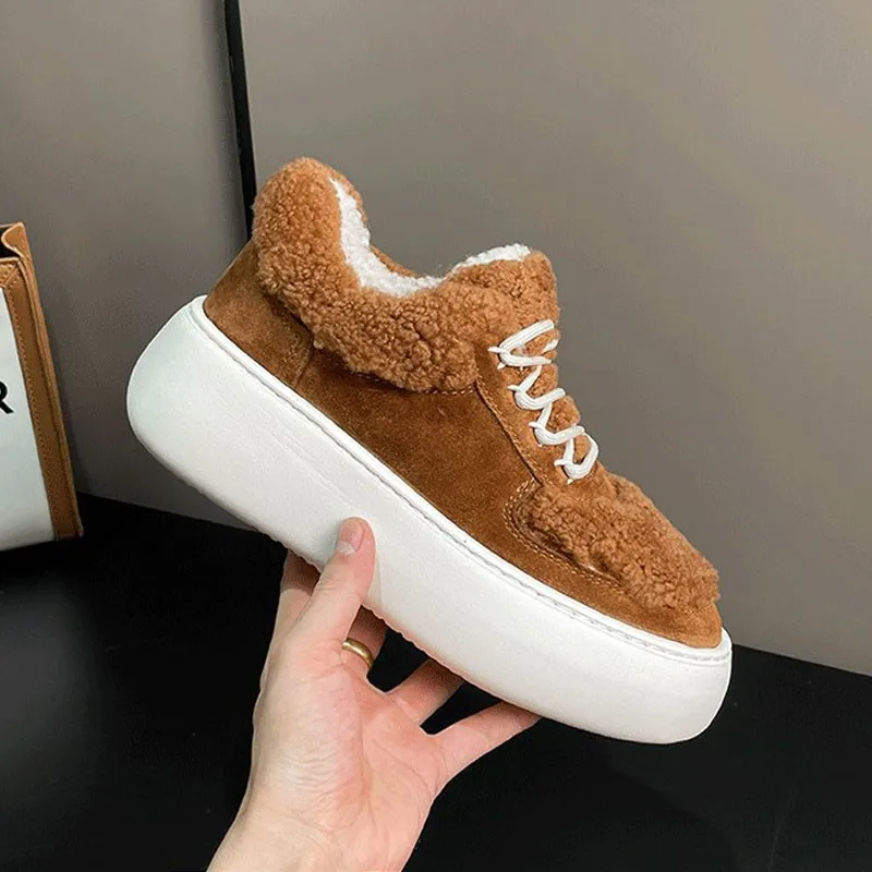 2024 Autumn and Winter Boots Thick-soled Women's Boots Comfortable Warm Rabbit Fur Snow Boots Women's Shoes Cotton Shoes Women