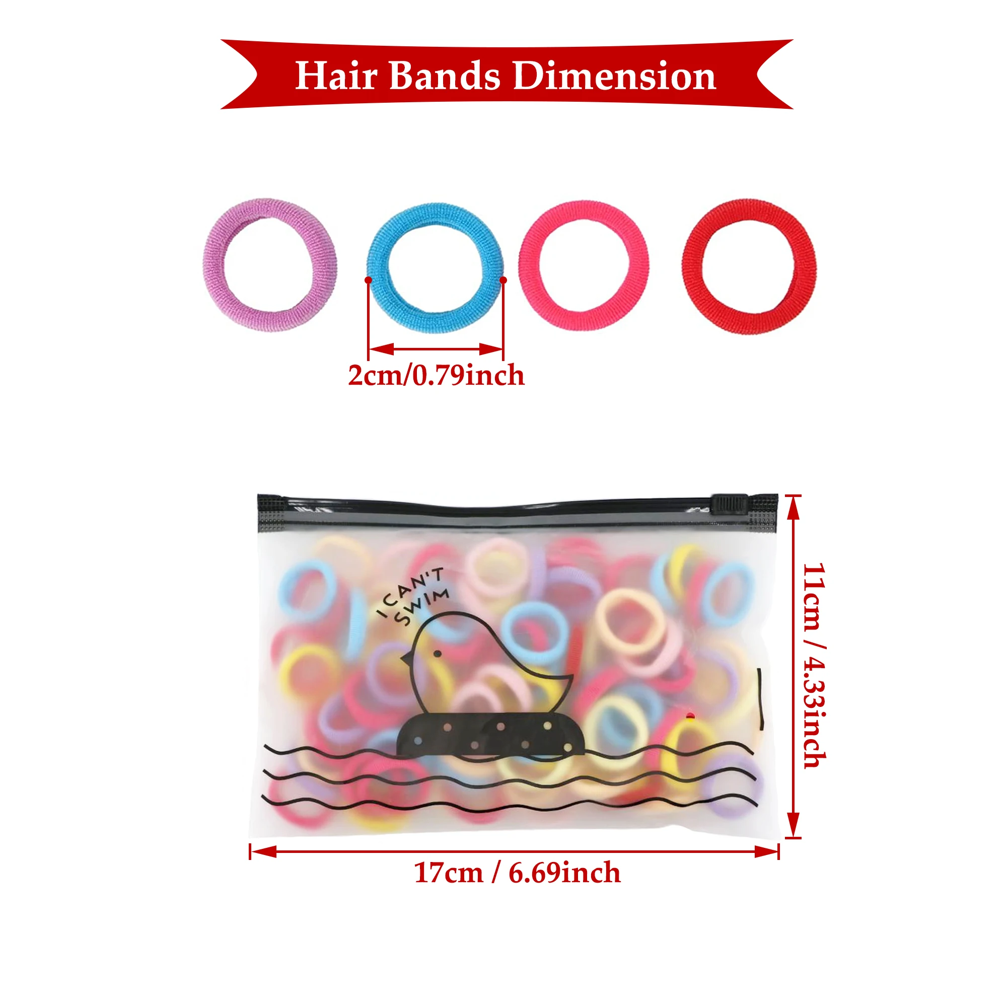 100 Pcs Small Hair Tie Ladies, 2cm Elastic Hair Tie Ponytail Colourful, Mini for Baby Toddler Girls