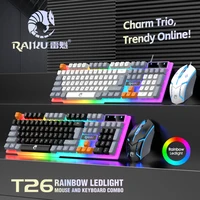Single keyboard and keyboard mouse RAIKU T26 Three tone Luminous Keyboard Mouse Wired Mechanical Touch Gaming Mouse Keyboard Set 1