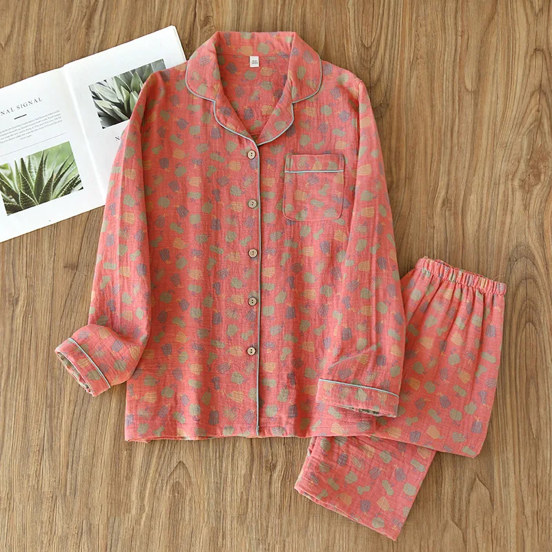 Autumn New Hot Clothes Sleepwear Women's Underwear Sets Floral Print Pajamas Sets For Woman Nighty For Wife Nightie