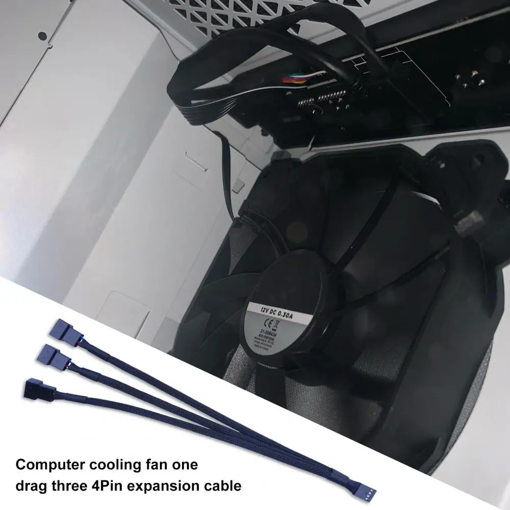 PWM Fan Cable Dteedck 4-pin 1 to 3 Way PWM Fan Splitter Cable Cooled 1 to 2/3/4 Way Tap Sleeve Extension Braided Cable Extension fan connector