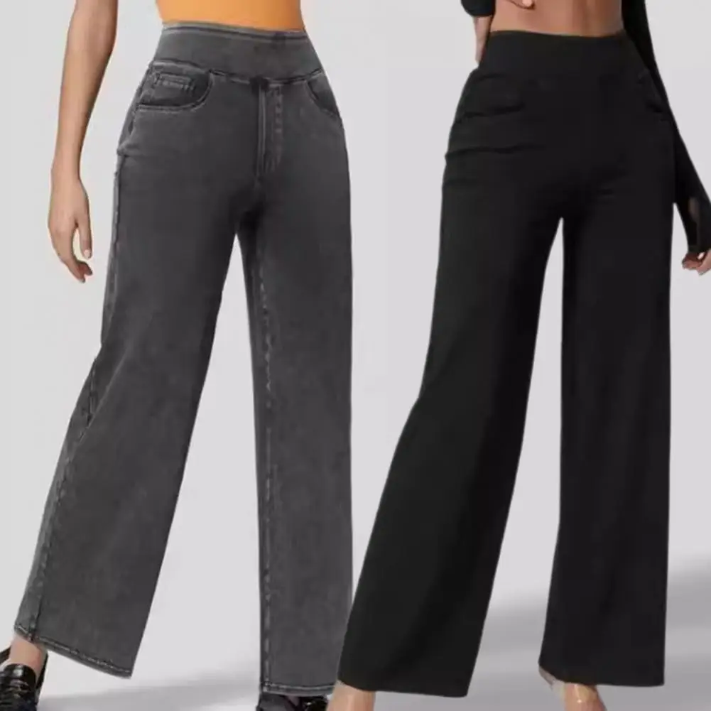 Pantalon élégant avec ceinture haute et jambes larges et plissées