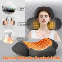 Neck Massager Neck Support Neck and Shoulder Hot Compress Massage Pillow Spinal Support Single Key Pperation Grey