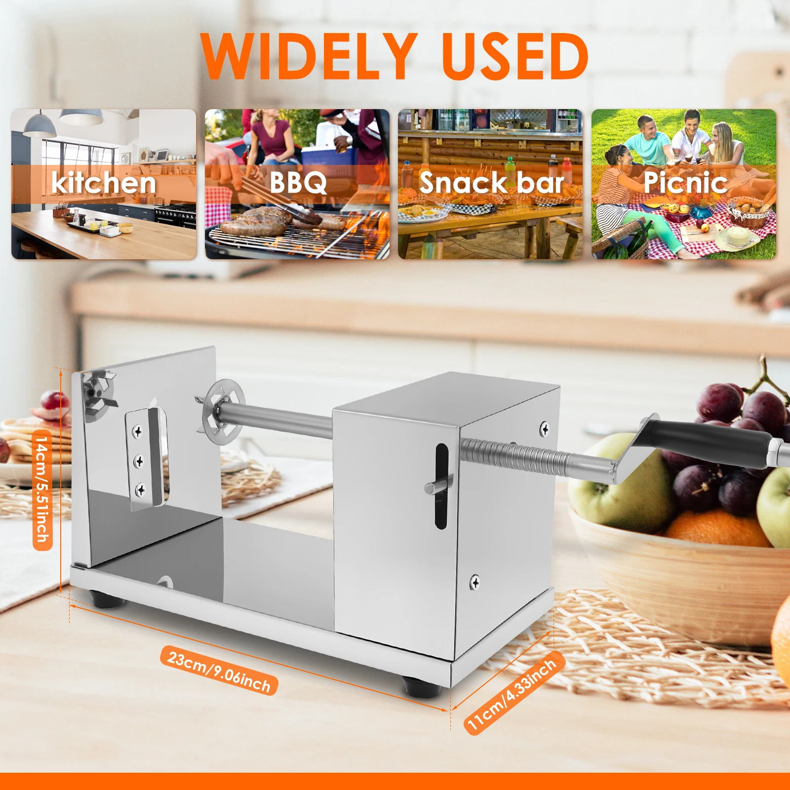 Stainless Steel Potato Tower Machine Manual Whirlwind Potato Slicer French Fry Tool Spiral Cutter Vegetable Kitchen Items