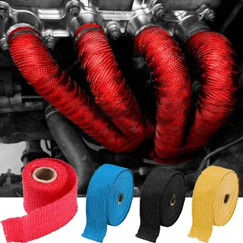 Nastro avvolgente per tubo di scarico per auto moto Nastro termico Blu Nero 1,5 metri Nastro isolante per tubo di scarico per auto Accessorio automatico