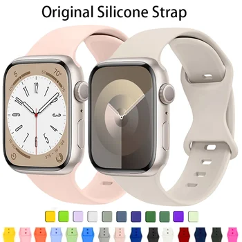 애플 워치 밴드용 실리콘 스트랩, 한국 팔찌, iwatch 시리즈 9, 8, se, 7, 3, 6, 울트라 2 밴드, 44mm, 49mm, 40mm, 45mm, 41mm, 38mm, 42mm