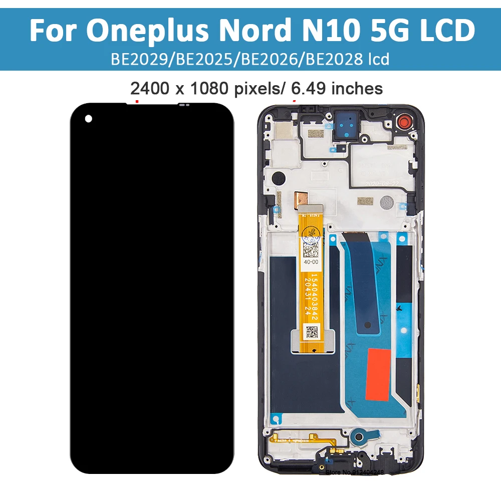 Фото Оригинальный ЖК-дисплей 6,49 дюйма для Oneplus Nord N10 5G, ЖК-дисплей с рамкой кодирующий преобразователь сенсорного экрана в сборе BE2013 BE2029, идеальный ремонт №2