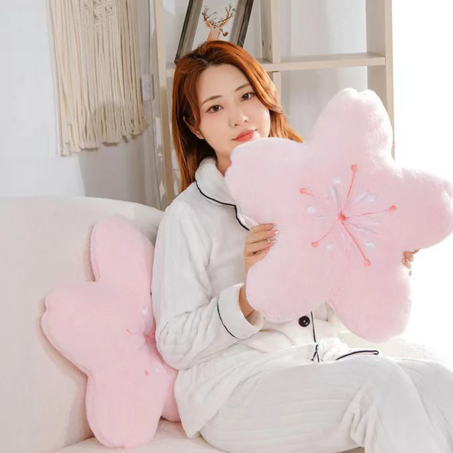 Ins Pink Cherry Petals Pillow Girl Bedroom Living Room Decor Bay Window Floor Seat Cushion Plush Tatami Cherry Blossom Cushion 5