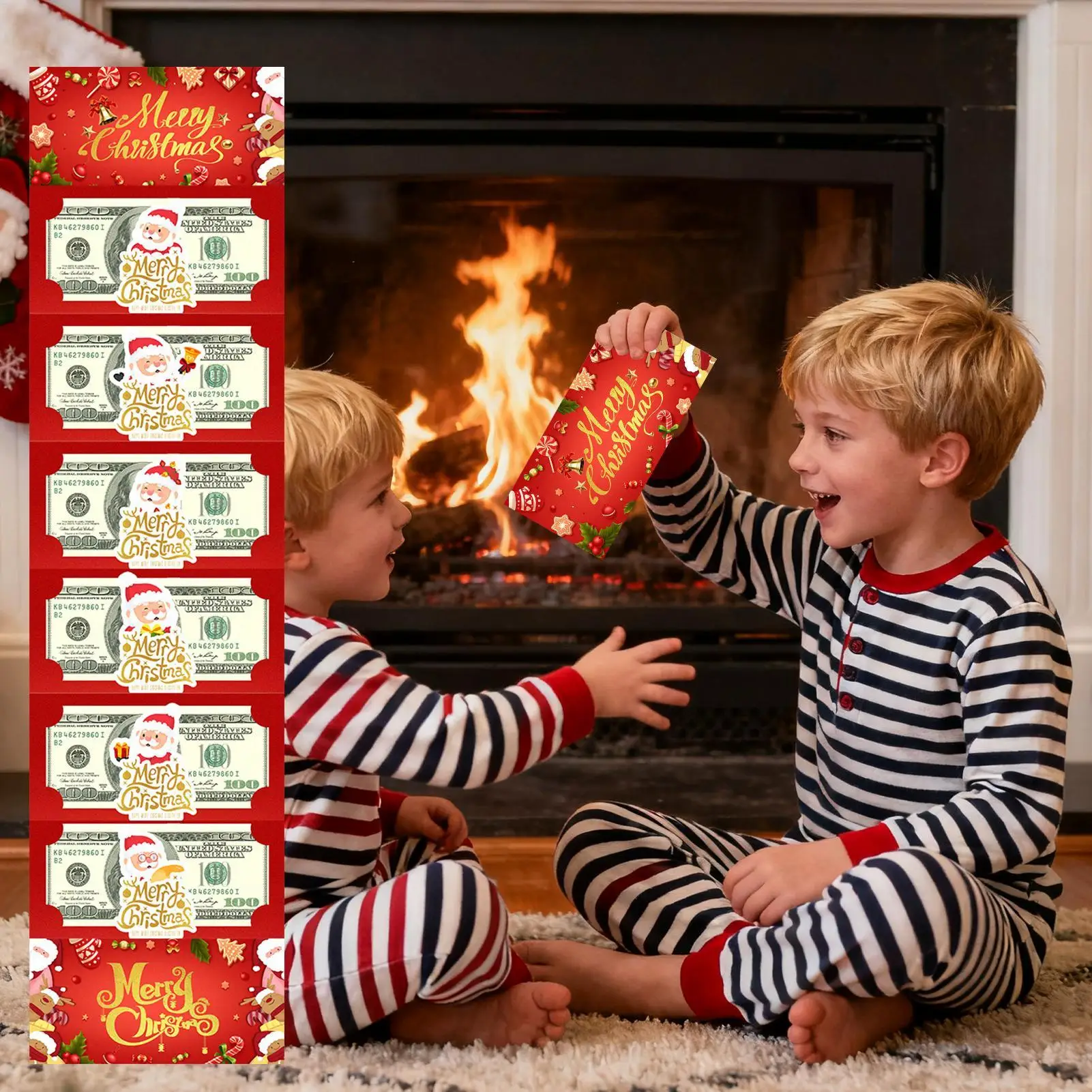 Christmas Money Holder Santa Theme Party Supplies Christmas Santa Cash Envelopes With 6 Slots For Men Women Girls Youth Teens