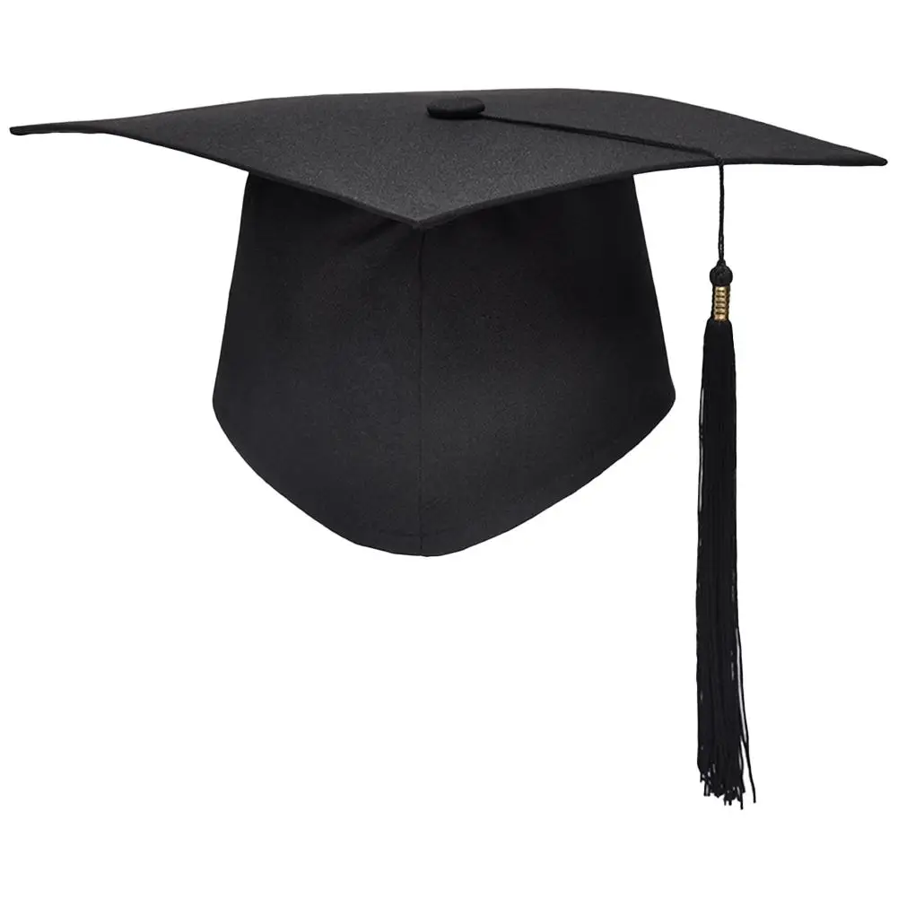 NEUER Abschlusshut, schwarze Bachelor-Kappen für Erwachsene mit Quasten, Universitätsmeister, Glückwunsch, Abschlussfeier, Dekorationszubehör – Detail 1