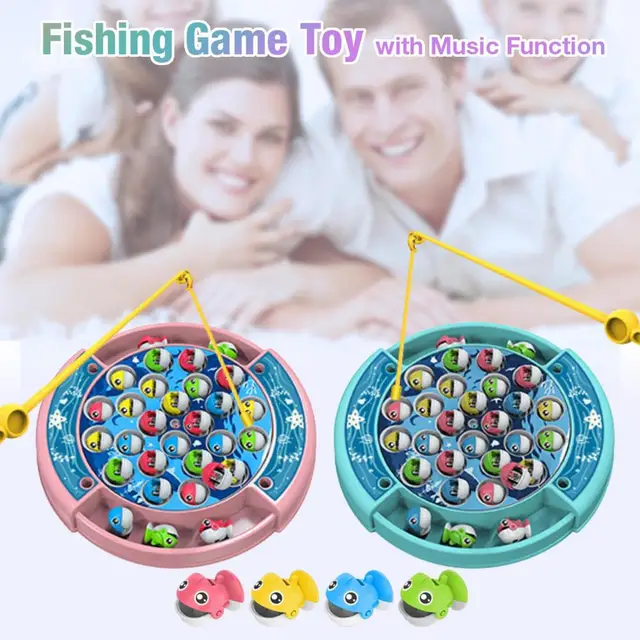 Kids Fishing Game Toddler Fishing Pole Toy With Rotating Pond Toddler Fish  Game Set Rotating With Music Includes 24 Fish And 4 - AliExpress