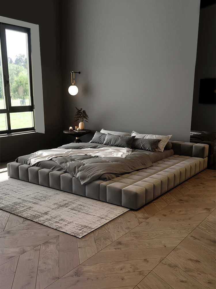 

Тканевая кровать для основной спальни, татами, кровать для пола, простая современная технология, фланелевая мягкая кровать для большой и маленькой квартиры