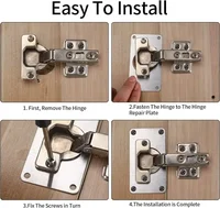 20/2PCS Stainless Steel Hinge Fixing Plate Kit Cabinet Door Hinge Repair Plate Bracket with Mounting Screw for Kitchen Furniture 5