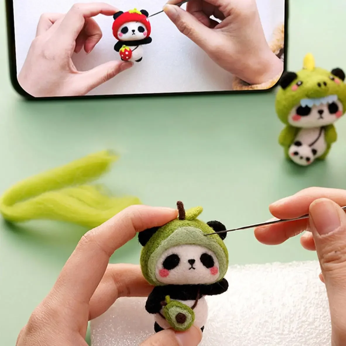 1set Cute  Wool Needle Felting Kit With English Instruction For Beginner Starers, Needle Felting Kits For DIY Art Craft